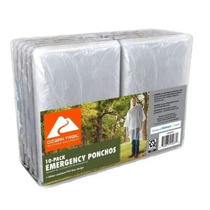 Ozark Trail 10-Pack Emergency Ponchos Clear Water-Resistant Hooded